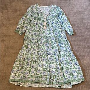 Floral Green and Blue Maxi Dress